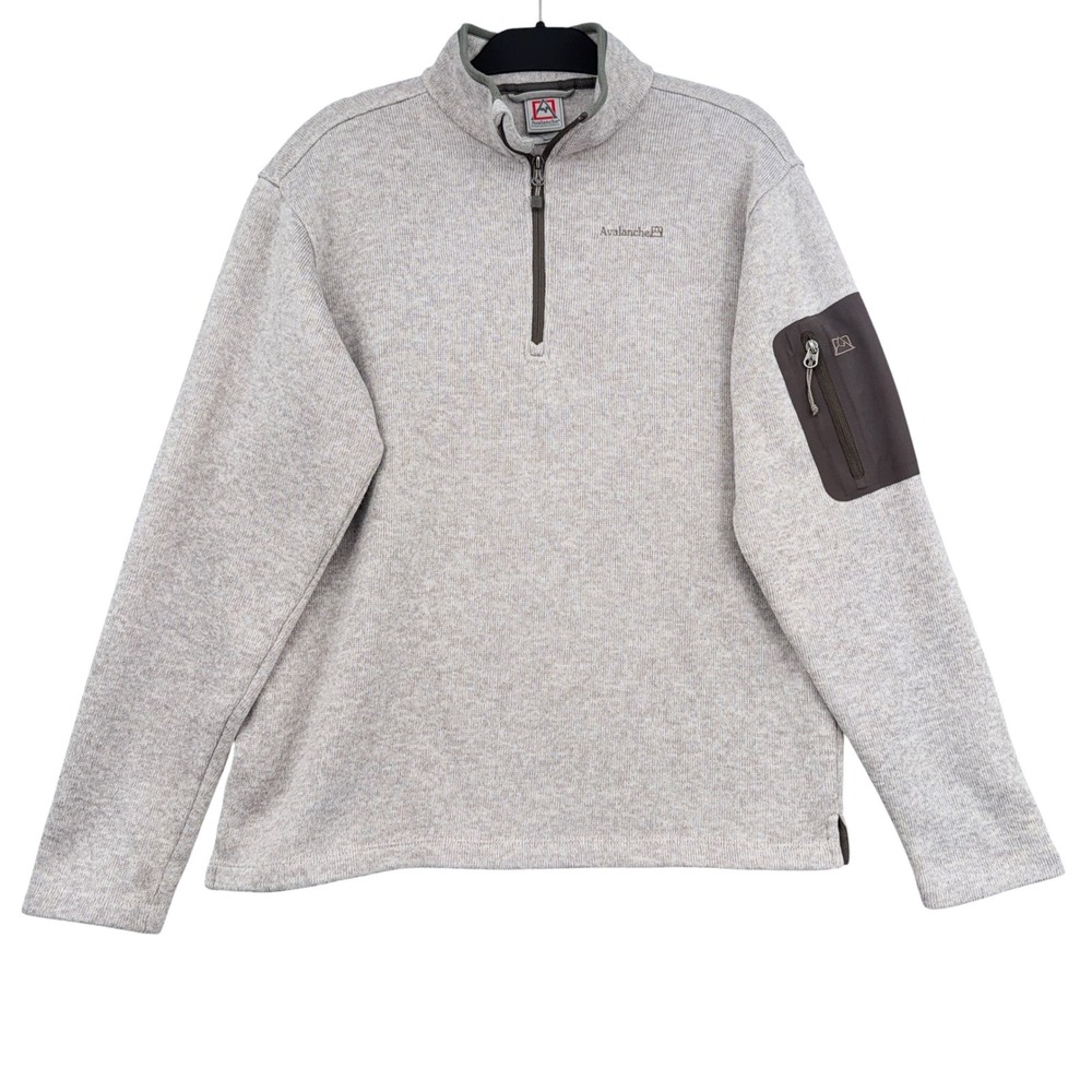 Avalanche 1/4 Zip Pullover Mens L Polyester Gray Sweater Fleece Hiking Jacket